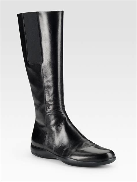 prada black flat boots